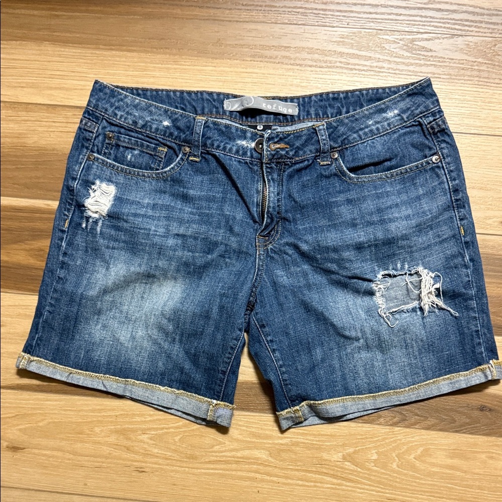Talbots Dark Blue Jean Shorts with Distressed Details